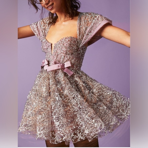 For Love & Lemons Brynne Mini Dress in Purple NWT - Picture 7 of 17